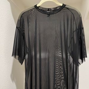 Sheer Mesh Long Top - Raver Bae cover up